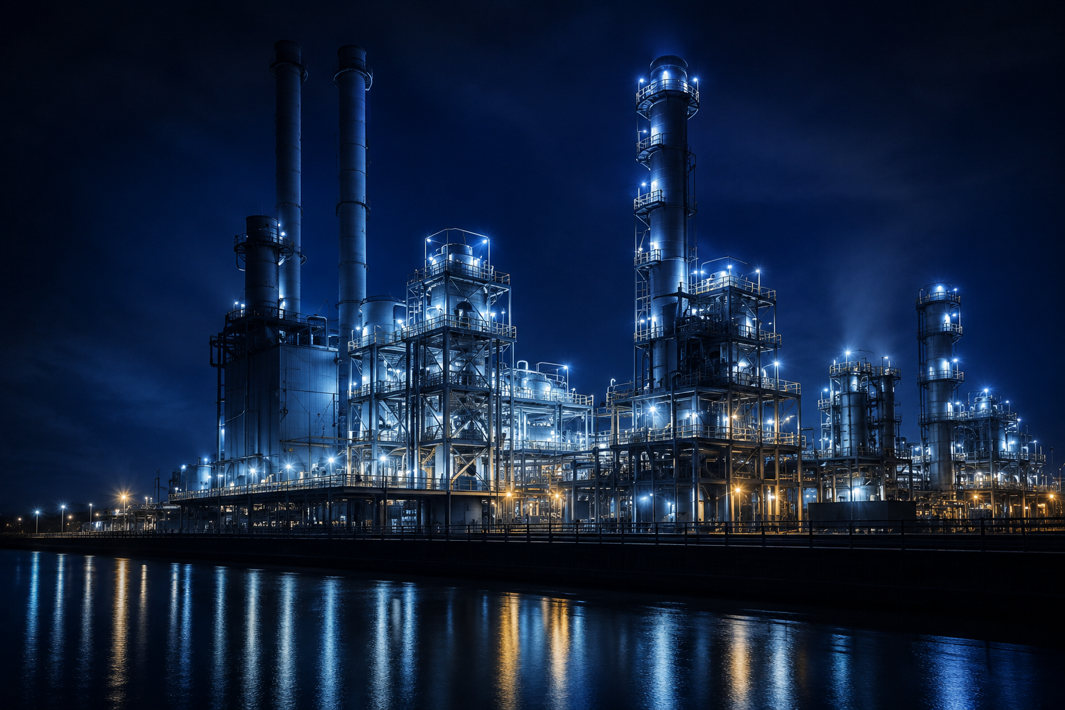 Industrial facility at night